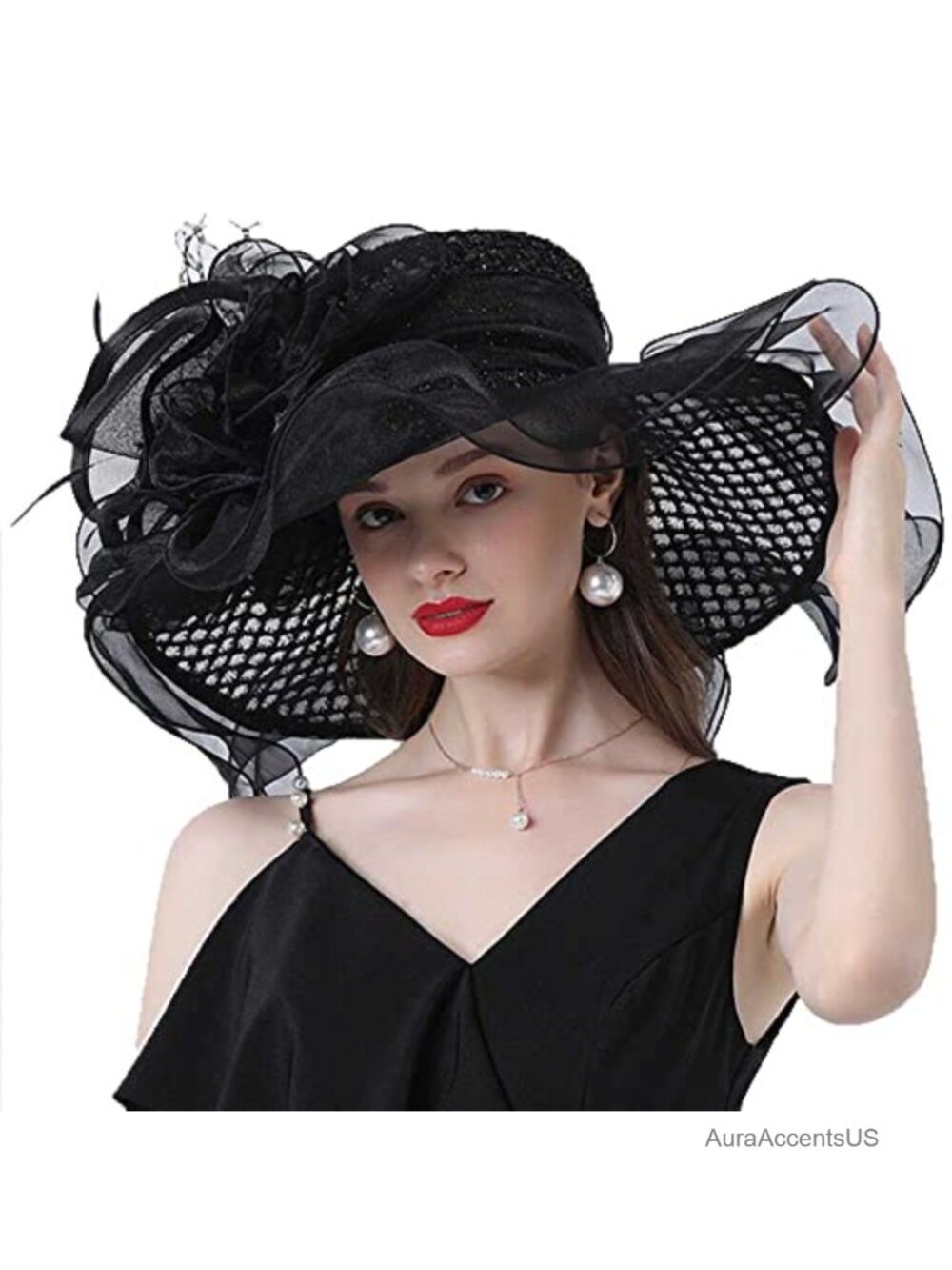 Organza Fascinator Hat Wide Brim Derby Church Tea Party Headpiece